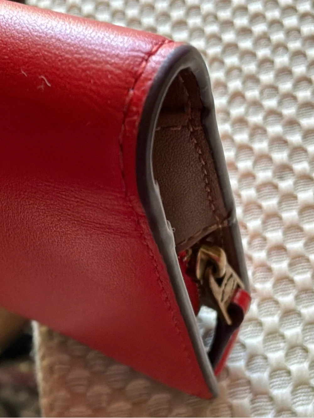 Coach Red Leather Continental Wallet with Gold Logo